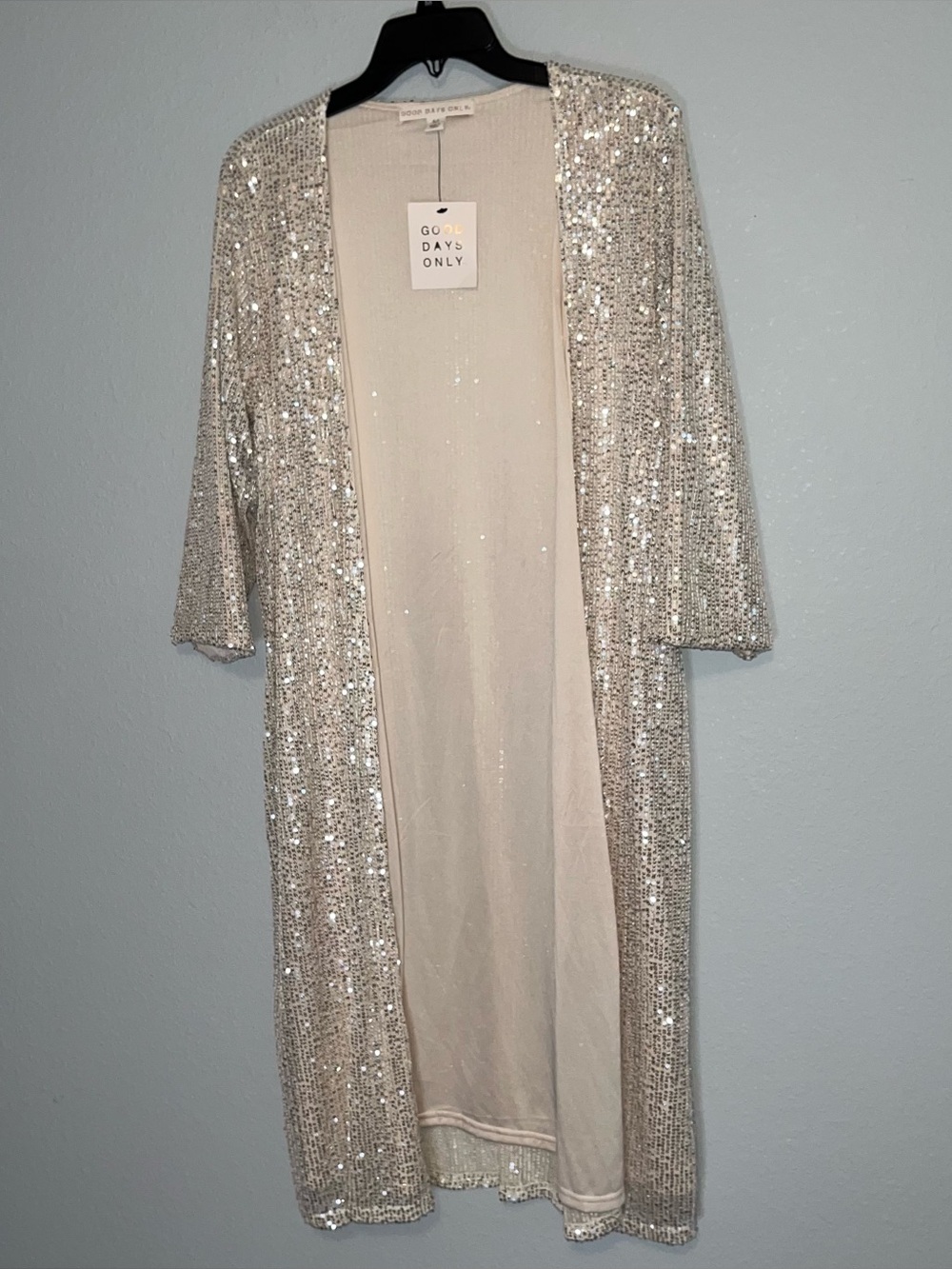 Good Days Only Gold Sequins Cardigan 3/4 Sleeves Size M